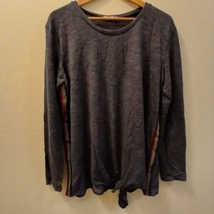 Carole Christian Tie Front‎ Long Sleeve Top Rainbow Stripe Women's